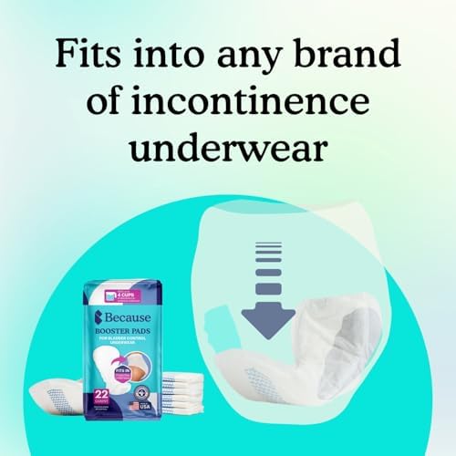 Because Premium Incontinence Booster Pads 22 Count Leak-Proof Soft Unisex