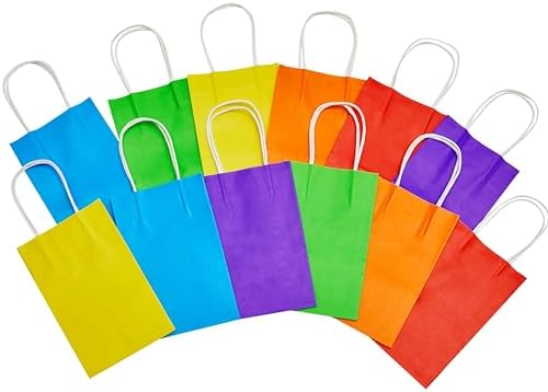 SUNCOLOR 24-Pack Rainbow Gift Bags with Handles