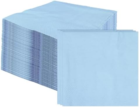 100 pcs 2-Ply Light Blue Folded Napkins for Parties and Weddings