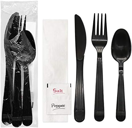 Party Essentials Heavy Duty Cutlery Sets Black 50 Units