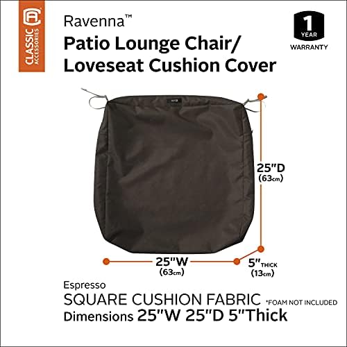 Classic Accessories Ravenna Water-Resistant 25x25x5 Inch Outdoor Seat Cushion Cover