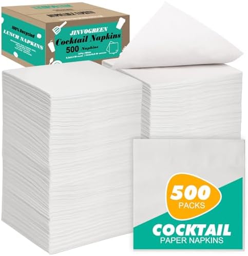 500 Count 2-Ply White Disposable Cocktail Napkins