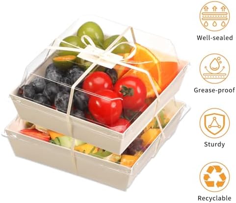 50 Pack Small Charcuterie Boxes with Clear Lids and Sporks