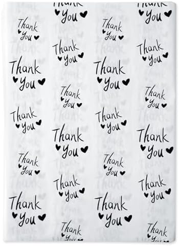 MR FIVE Black and White Thank You Tissue Paper Bulk