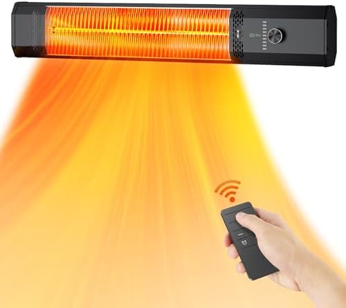BIESQYA Outdoor Wall Mounted Heater with 9 Heat Levels and Remote Control