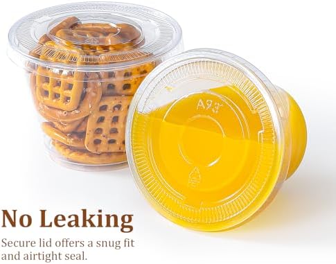 AOZITA 50pcs Clear Plastic Cups with Flat Lids No Hole