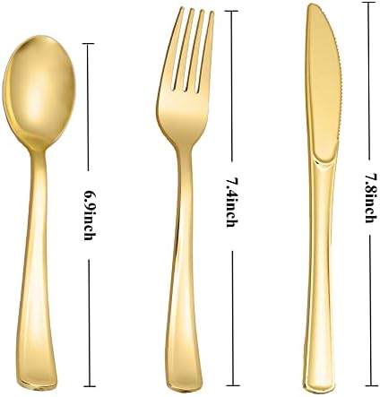 N9R 500PCS Gold Plastic Cutlery Set
