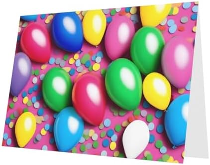 Balloons Confetti Holiday Cards 10 Pieces with Gray Envelopes