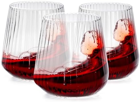 30 Pack Ribbed Plastic Wine Glasses for Home Parties