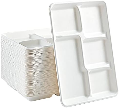 Vplus 100 Compostable 5 Compartment Plates 100 Pack