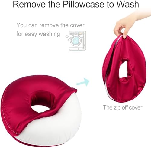 Washable Silky Satin Ear Pillow with Removable Case for Ear Pain Relief