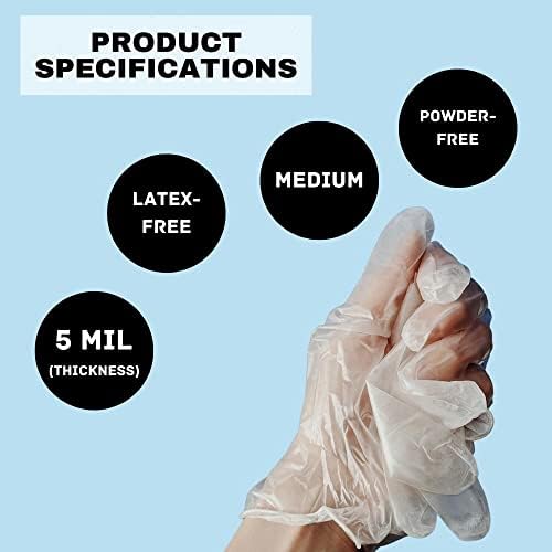 PSBM Vinyl Gloves Clear Medium 5 Mil 2000 Count Powder and Latex Free