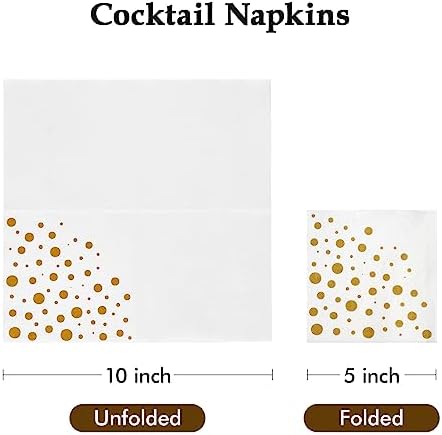 Vplus 200 Pack Gold Cocktail Napkins 3 Ply