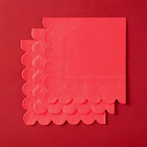 100 Pack 2-Ply Scalloped Edged Napkins Red