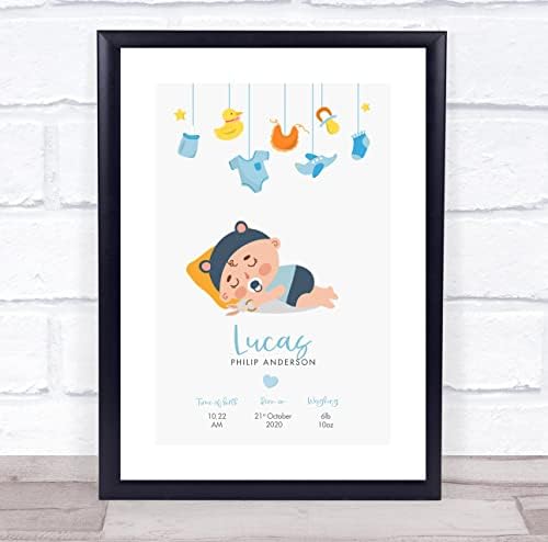 New Baby Birth Details Christening Nursery Boy Keepsake Print