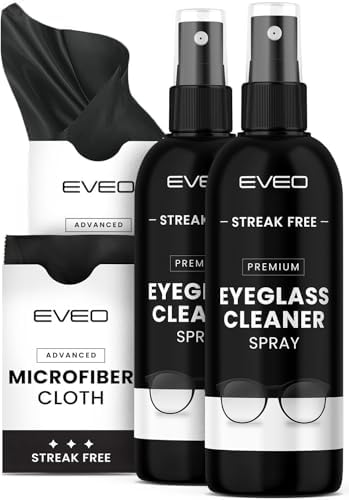 EVEO Eyeglass Cleaner Spray and Microfiber Cloth Kit
