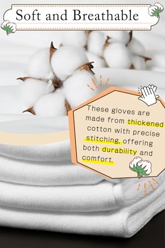 24 Pcs White Cotton Gloves for Dry Hands and Eczema