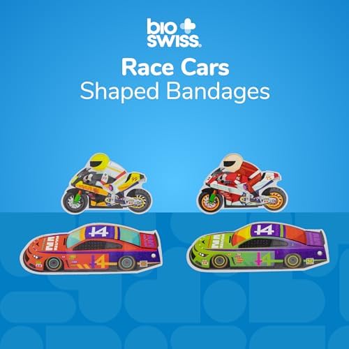 BioSwiss Adhesive Bandages Race Car Shaped 50 Count