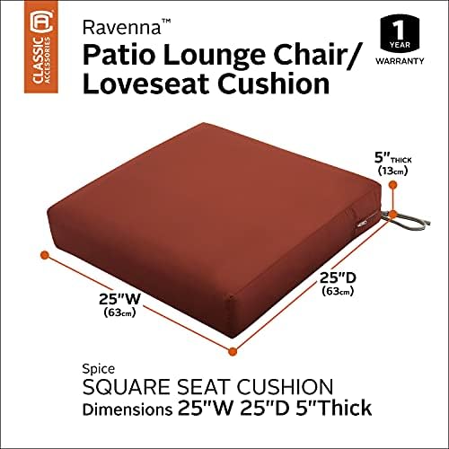 Classic Accessories Ravenna 25x25x5 Inch Water-Resistant Square Seat Cushion Slip Cover