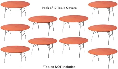 10 Pack Orange Round Table Covers for 60 Inch Tables