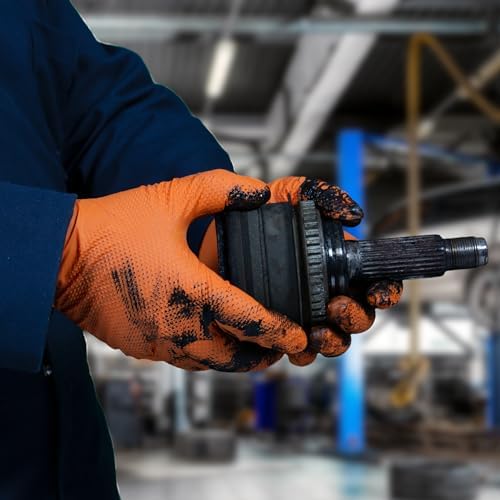 Xtreme Orange Nitrile Gloves Diamond Texture Powder Free Industrial Grade