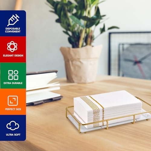 100 Pack Premium 3-Ply Paper Napkins with Gold Design