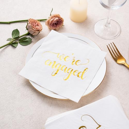 WRAPAHOLIC 50Pcs Gold Were Engaged Napkins