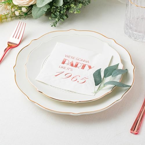Crisky 60th Birthday Rose Gold Cocktail Napkins 50 Pcs