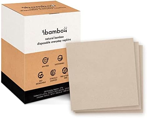 Bamboo Compostable Napkins 250-Pack 65x65 Inch 2-Ply FSC Certified