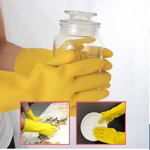2 Pairs of Rubber Cleaning Gloves for Household Use