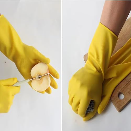 2 Pairs of Rubber Cleaning Gloves for Household Use