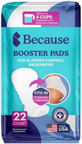 Because Premium Incontinence Booster Pads 22 Count Leak-Proof Soft Unisex