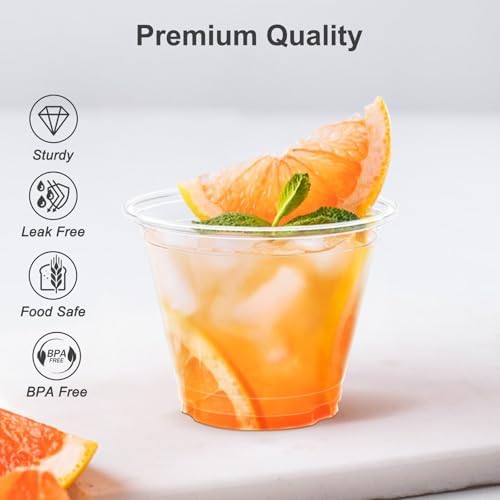 100 Pack 9 Oz Clear Plastic Cups for Wine Cocktail Punch