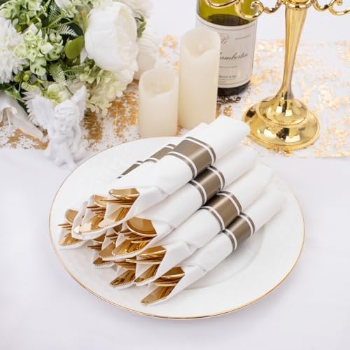 Supernal 120 Piece Gold Plastic Cutlery Set with Napkins