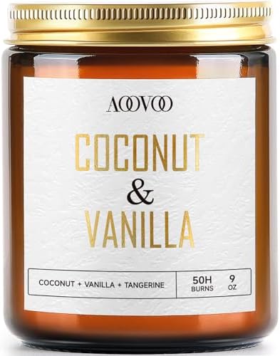 AOOVOO Coconut Vanilla Candles 9 oz Aromatherapy Soy Candles