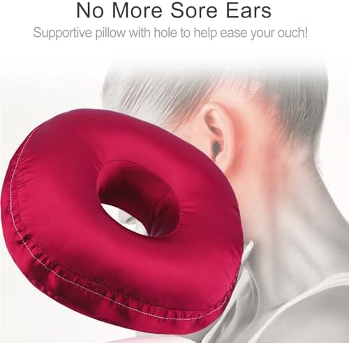 Washable Silky Satin Ear Pillow with Removable Case for Ear Pain Relief