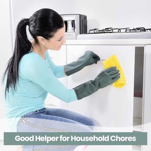 4 Pairs Reusable Rubber Cleaning Gloves for Kitchen and Household Use