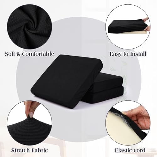 Newwiee 8 Piece Outdoor Cushion Covers Black