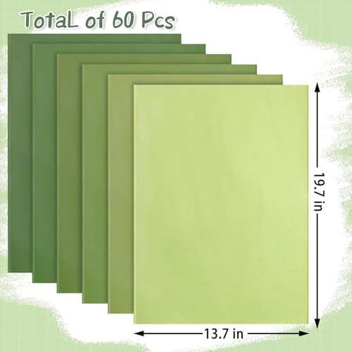 60 Sheets Gradient Lime Green Tissue Paper for Gift Wrapping