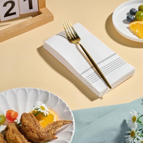 200 Pack Silver Paper Napkins with Classic Design
