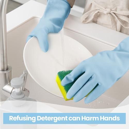 4 Pairs Reusable Rubber Cleaning Gloves for Kitchen and Household Use