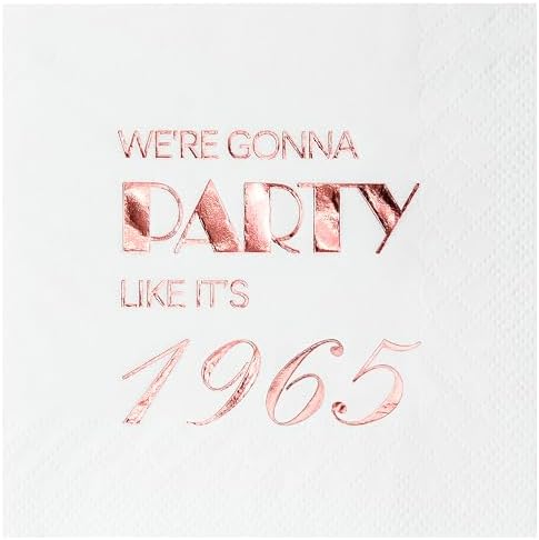 Crisky 60th Birthday Rose Gold Cocktail Napkins 50 Pcs