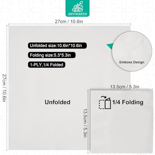 2000 Count White Disposable Cocktail Napkins 1-Ply 53 x 53 Inch Folded
