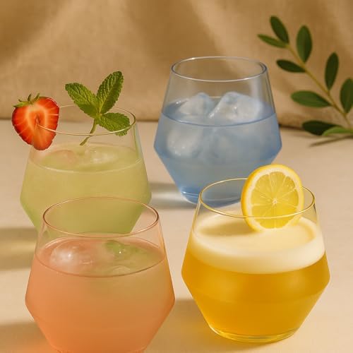 40 Diamond-Shaped Plastic Stemless Glasses 12 Ounce