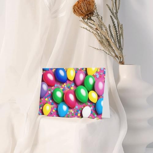 Balloons Confetti Holiday Cards 10 Pieces with Gray Envelopes