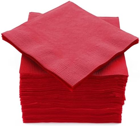 100 Pack Red Disposable Napkins 5x5 2 Ply by Amcrate