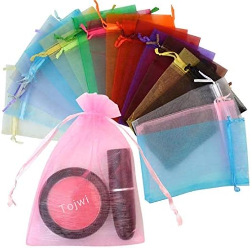 Tojwi 50pcs Mix Color Organza Gift Bags