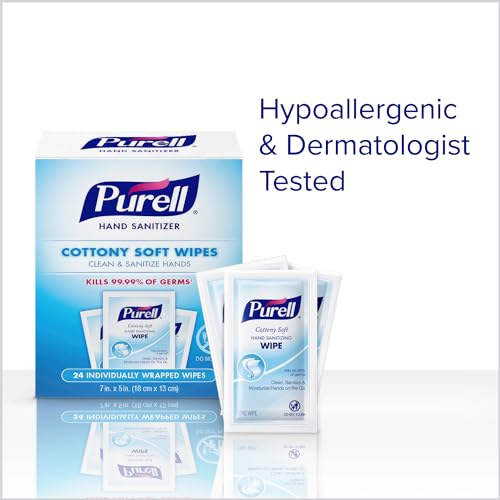 PURELL Cottony Soft Hand Sanitizing Wipes 24 Wipes 4 Boxes