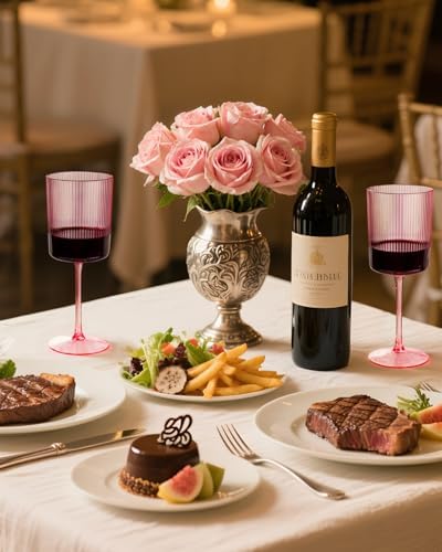 Ciaell 12 PCS Pink Plastic Wine Glasses with Stem