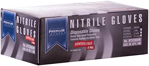 Premium Guard Nitrile Gloves 6 Mil Black 100 Per Box